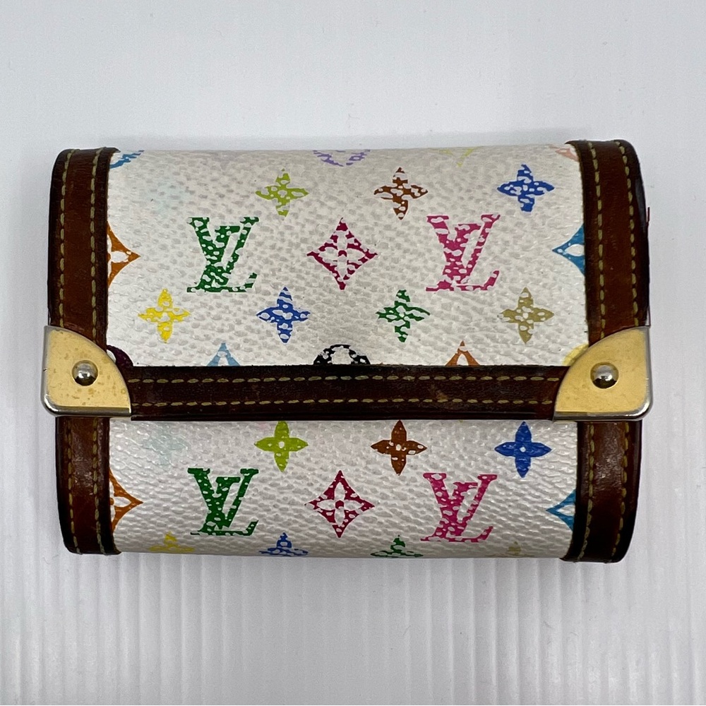 Louis Vuitton White Multicolore Porte Monnaie Plat Coin Purse